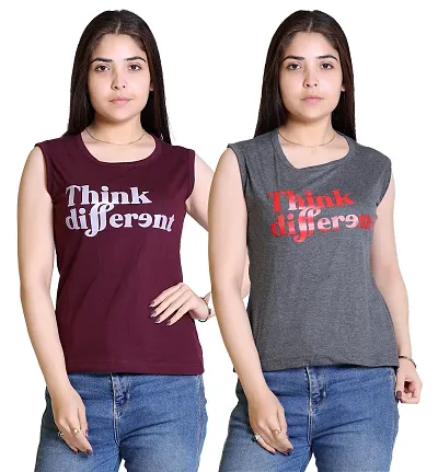 Stylish Fancy Blend T-Shirts Combo For Women Pack Of 2