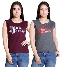 Stylish Fancy Cotton Blend T-Shirts Combo For Women Pack Of 2-thumb1