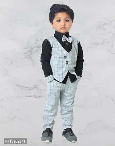 Fabizza Latest Baby Boys Jacket with Shirt and Pant Waistcoat Party Wear Top and Bottom Clothing Set-thumb0