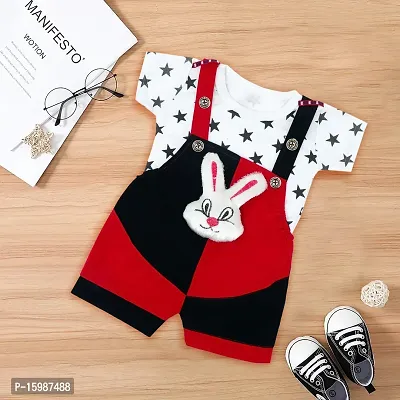 Fabizza Modern Boys and Girls Party Festive Black and Red Rabbit Dungarees Clothing Set For Party, Birthday, Function  Wedding Top and Bottom Set-thumb0