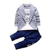 Fabizza Boys Jacket with attached T-Shirt and Pant Clothing Set for Party, Wedding and Festive Boys Kids Wear-thumb1