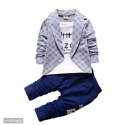 Fabizza Boys Jacket with attached T-Shirt and Pant Clothing Set for Party, Wedding and Festive Boys Kids Wear-thumb2