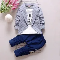 Fabizza Boys Jacket with attached T-Shirt and Pant Clothing Set for Party, Wedding and Festive Boys Kids Wear-thumb1