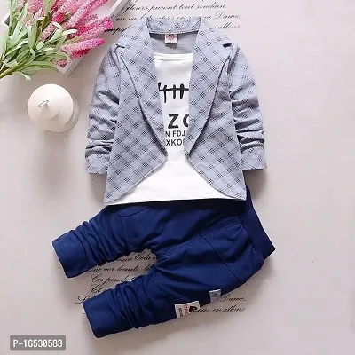 Fabizza Boys Jacket with attached T-Shirt and Pant Clothing Set for Party, Wedding and Festive Boys Kids Wear-thumb2