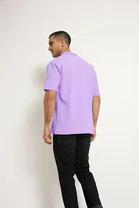 Stylish Purple Cotton Blend Solid Short Sleeves Casual Shirt For Men-thumb1