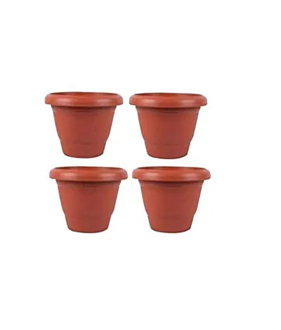 Virkart Plastic Pots Set, Natural, 10 inch, 4 Pieces