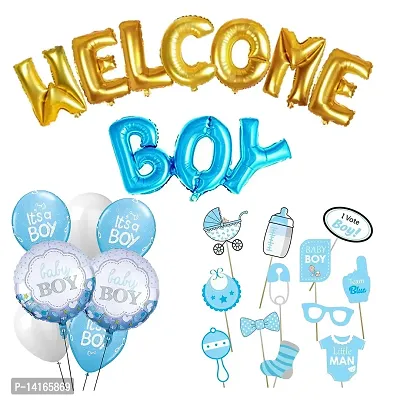 TOYXE Welcome Home Baby Boy Decoration Balloons and Props Set