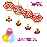 TOYXE Diwali Kandeel Deepak Hanging Decoration with Matching Balloons Set of 34 Pcs-thumb1