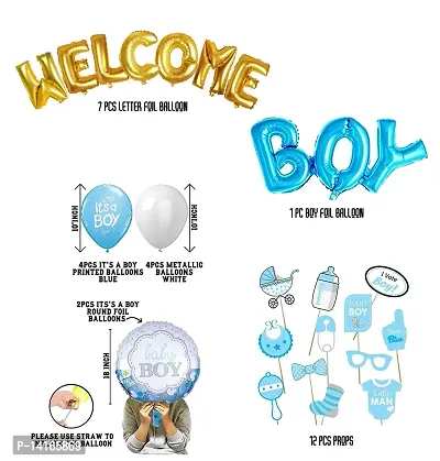 TOYXE Welcome Home Baby Boy Decoration Balloons and Props Set-thumb2