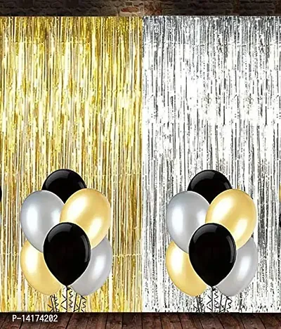 GrandShop 50688 Foil Curtain and Balloon 52 Pcs Combo for Birthday,Wedding,Anniversary, Baby Shower Decoration