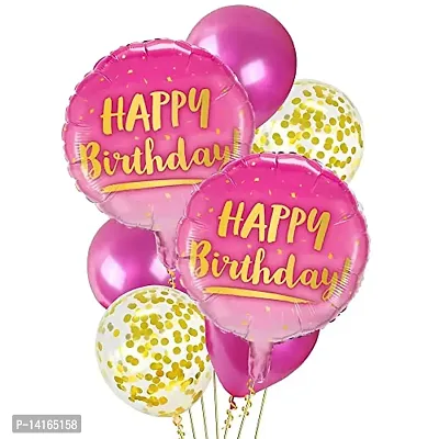 TOYXE Happy Birthday Balloon Bouquet (Pink Gold) Pack of 10 Pcs ,Aluminium;Rubber