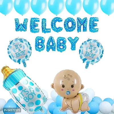 GRAND SHOP Welcome Baby Boy Balloons Decoration Set of 55 Pcs