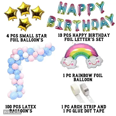 GRAND SHOP Happy Birthday Rainbow Theme Balloons Set of 120 Pcs-thumb2