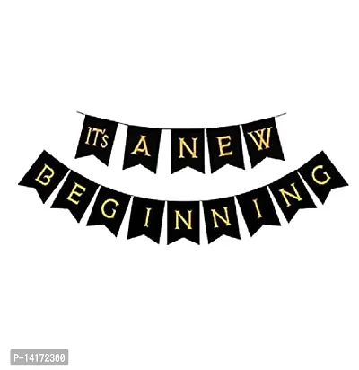 TOYXE Its A New Beginning Banner with Pre Filled Golden Confetti Balloons-thumb2