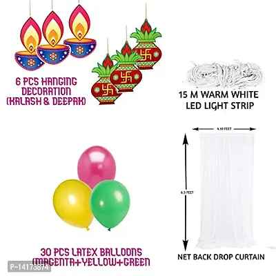 TOYXE Diwali Kandeel Deepak Hanging Decoration with Matching Balloons Set of 34 Pcs-thumb2