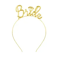 TOYXE Team Bride Bridesmaid Tiara Crown Princess Headband Bachelorette Hen Party 'Bride to Be' Wedding Bridal Shower Girls Night Gift for Girls - Gold-thumb1
