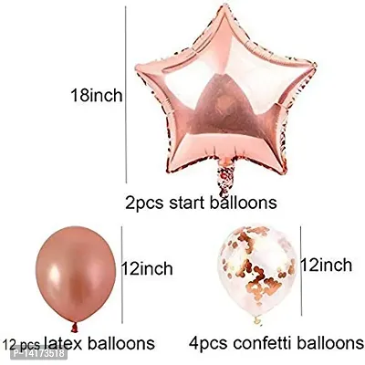 TOYXE Happy Birthday Latex Balloon, 13pcs happy Birthday  Letter Balloons , 2pcs Foil Balloons, 4 Pcs Confetti Balloons. 12 Pcs Balloons, Rose Gold-thumb2