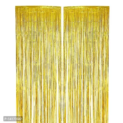 TOYXE Plastic Solid Finial Curtain, 6 feet, Gold, Pack of 2