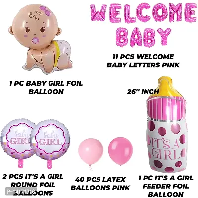 GRAND SHOP Welcome Baby Girl Balloons Decoration Set of 55 Pcs-thumb2