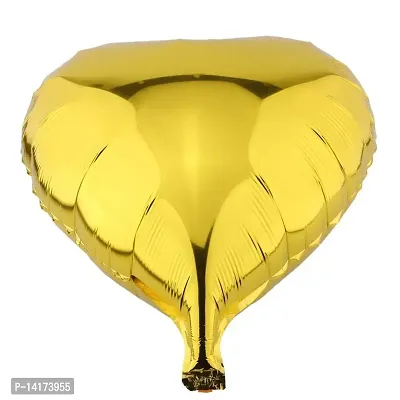 GRAND SHOP 50764 18 Heart Balloons Foil Balloons Mylar Balloons for Party Decorations Party Supplies, 5 Pieces (Golden)-thumb3