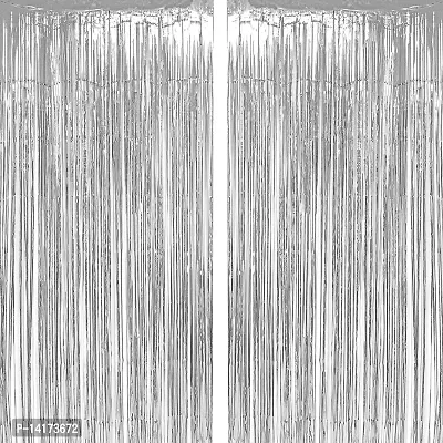 TOYXE Plastic Curtain, 6 x 3 feet, Silver, Pack of 2