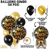 TOYXE Happy Birthday Balloon Bouquet Gold Black Pack of 10 Pcs material Aluminium;Rubber-thumb1