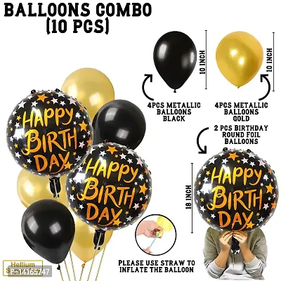 TOYXE Happy Birthday Balloon Bouquet Gold Black Pack of 10 Pcs material Aluminium;Rubber-thumb2