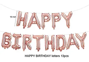 TOYXE Happy Birthday Latex Balloon, 13pcs happy Birthday  Letter Balloons , 2pcs Foil Balloons, 4 Pcs Confetti Balloons. 12 Pcs Balloons, Rose Gold-thumb2