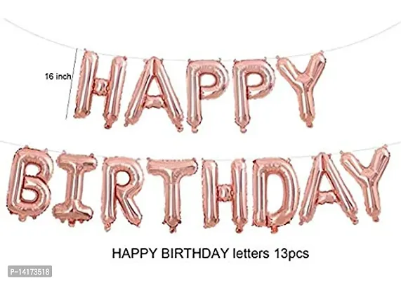 TOYXE Happy Birthday Latex Balloon, 13pcs happy Birthday  Letter Balloons , 2pcs Foil Balloons, 4 Pcs Confetti Balloons. 12 Pcs Balloons, Rose Gold-thumb3