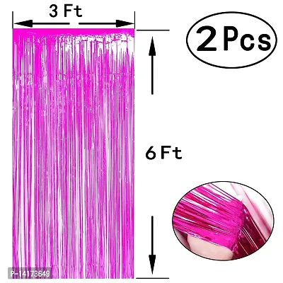 TOYXE Plastic Curtain (6 x 3 feet, Pink)- Pack of 2-thumb4