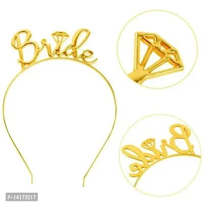TOYXE Team Bride Bridesmaid Tiara Crown Princess Headband Bachelorette Hen Party 'Bride to Be' Wedding Bridal Shower Girls Night Gift for Girls - Gold-thumb0