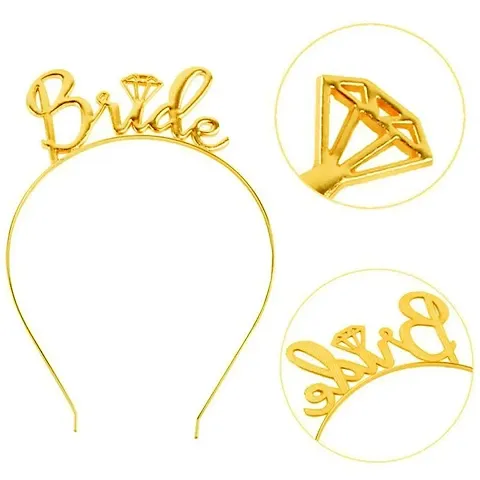 TOYXE Team Bride Bridesmaid Tiara Crown Princess Headband Bachelorette Hen Party 'Bride to Be' Wedding Bridal Shower Girls Night Gift for Girls - Gold