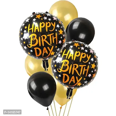TOYXE Happy Birthday Balloon Bouquet Gold Black Pack of 10 Pcs material Aluminium;Rubber