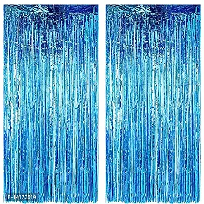 TOYXE Plastic Curtain, 6 x 3 feet, Blue, Pack of 2