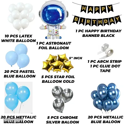 TOYXE Happy Birthday Outer Space Theme Astronaut Balloons Banner Decoration Set of 84 Pcs-thumb2