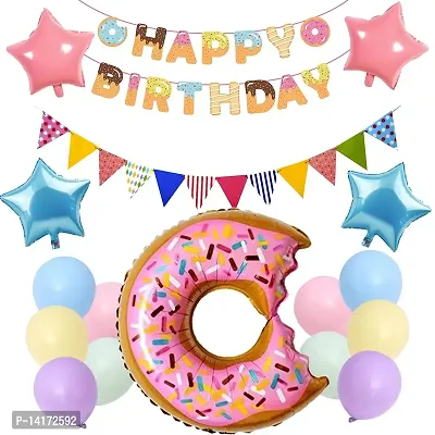 GRAND SHOP Happy Birthday Donut Theme Decoration set of 37 Pcs