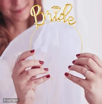 TOYXE Team Bride Bridesmaid Tiara Crown Princess Headband Bachelorette Hen Party 'Bride to Be' Wedding Bridal Shower Girls Night Gift for Girls - Gold-thumb3