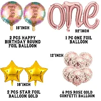 TOYXE Cursive One with Stay Fabulous Round Star Foil Balloons with Confetti Latex Balloon Set of 11 Pcs-thumb1