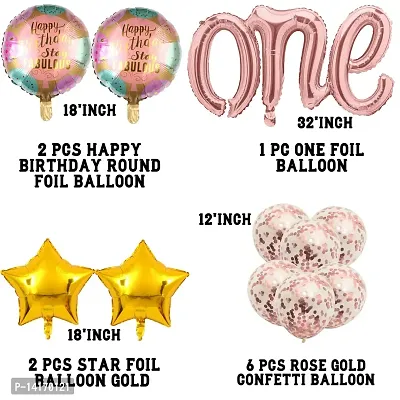 TOYXE Cursive One with Stay Fabulous Round Star Foil Balloons with Confetti Latex Balloon Set of 11 Pcs-thumb2