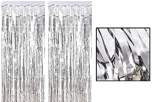 TOYXE Plastic Curtain, 6 x 3 feet, Silver, Pack of 2-thumb2