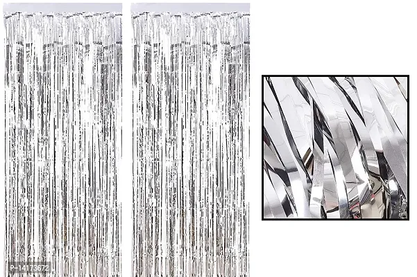 TOYXE Plastic Curtain, 6 x 3 feet, Silver, Pack of 2-thumb3