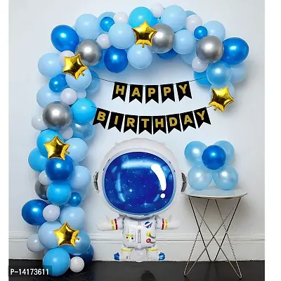 TOYXE Happy Birthday Outer Space Theme Astronaut Balloons Banner Decoration Set of 84 Pcs