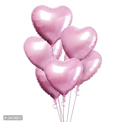 GRAND SHOP 50715 18 Heart Balloons Foil Balloons Mylar Balloons for Party Decorations Party Supplies, 5 Pieces (Pink)