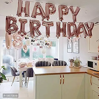 TOYXE Happy Birthday Latex Balloon, 13pcs happy Birthday  Letter Balloons , 2pcs Foil Balloons, 4 Pcs Confetti Balloons. 12 Pcs Balloons, Rose Gold-thumb4