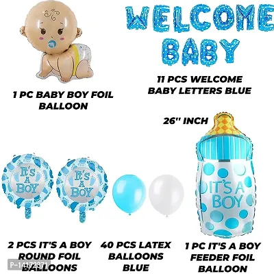 GRAND SHOP Welcome Baby Boy Balloons Decoration Set of 55 Pcs-thumb2