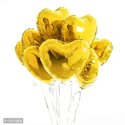 GRAND SHOP 50764 18 Heart Balloons Foil Balloons Mylar Balloons for Party Decorations Party Supplies, 5 Pieces (Golden)