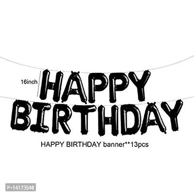 TOYXE Happy Birthday Letters Balloons with Star Foil Balloons and Confetti Balloons for Birthday Black (40213)-thumb2