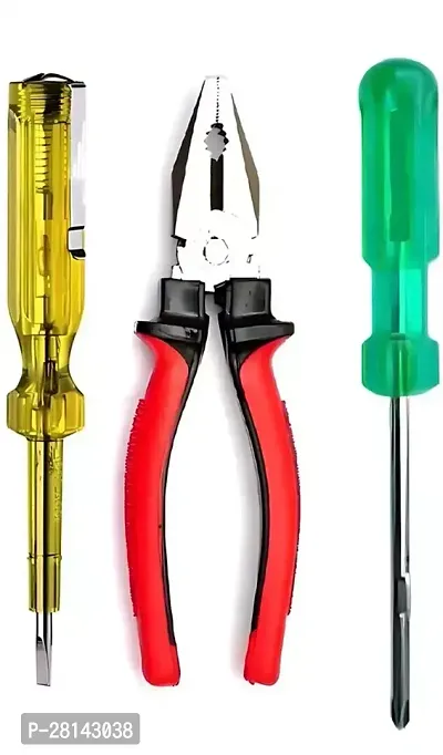 Orchha Hardware Electrician Combo Of 8Inch Dc Plier , Line Tester And 2In1 Screwdriver (Pack Of 3)-thumb0