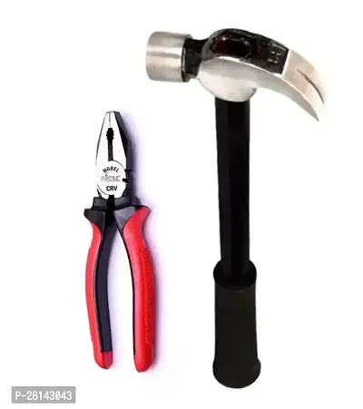 Orchha Hardware Combo Of Nobel Claw Hammer With Handle Gripp And Nobel Combination Plier (Pack Of 2)-thumb0
