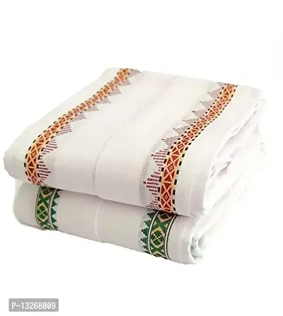 The Krishna Poojan Vatika Gamcha 100% Cotton Bath Towel 30?66Inch Multicolored Borders (Pack of 2 Pieces) XL